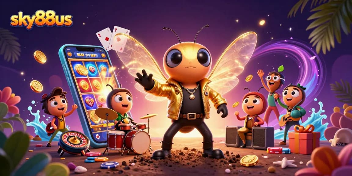 Engage with sky88us through thrilling slot game action with vibrant casino elements.