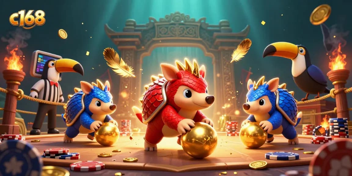 Engage with c168 as rival pangolins compete in a dynamic casino showdown, showcasing excitement in gaming.