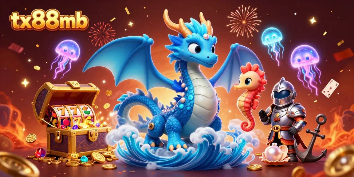 Experience thrilling gameplay at tx88mb with vibrant slot reels and dynamic aquatic characters.