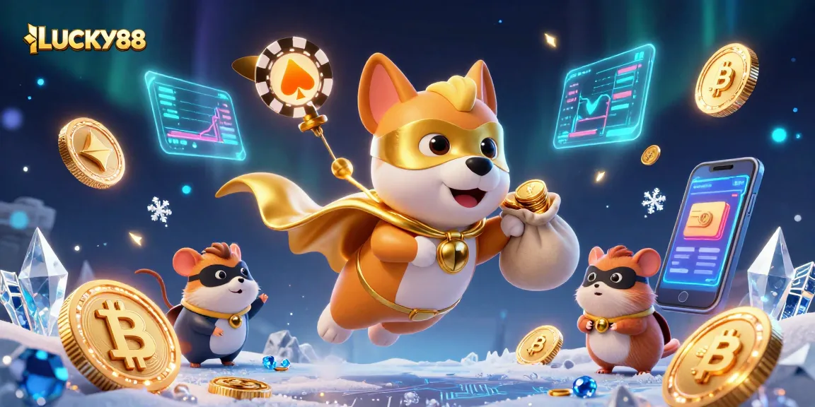 Experience thrilling gameplay with LUCKY88, as a superhero dog and hamster team up for exciting adventures.