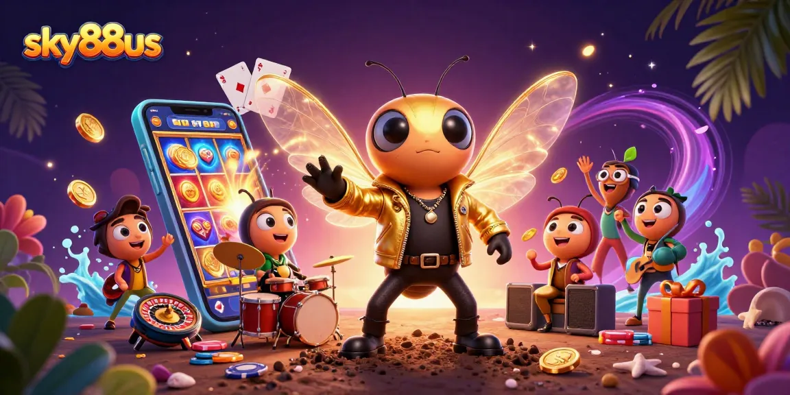 Engage with sky88us through thrilling slot game action with vibrant casino elements.