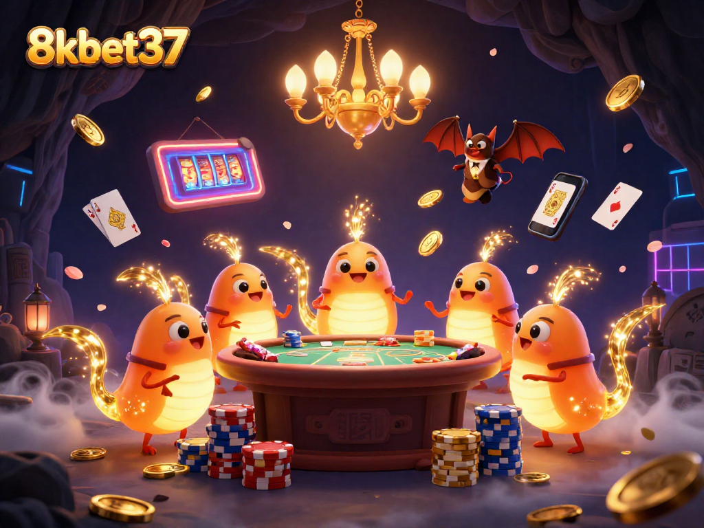 Experience thrilling gameplay at 8kbet37 as glowworms illuminate a vibrant cave casino.