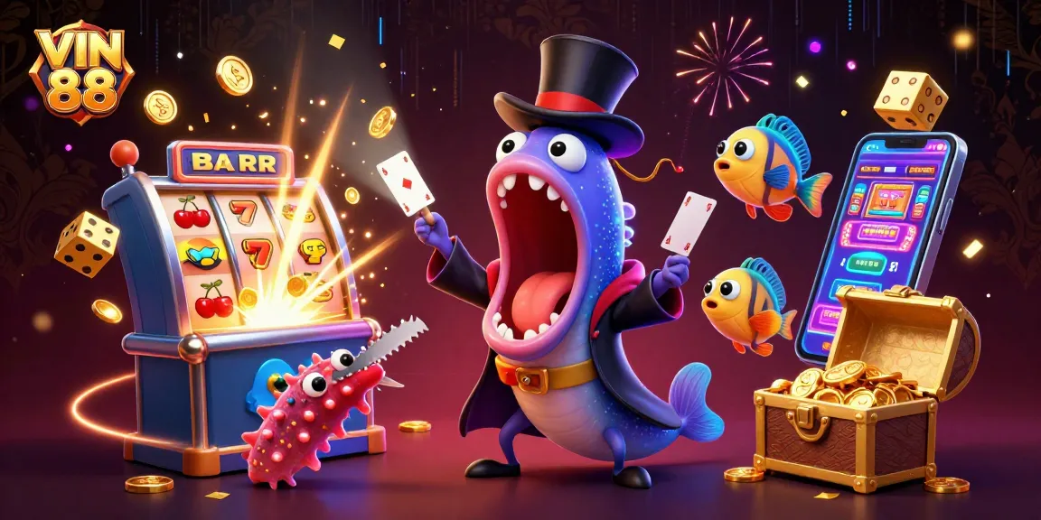 Get ready to win big at VIN 88 with stunning 3D casino illustration featuring an eel magician!