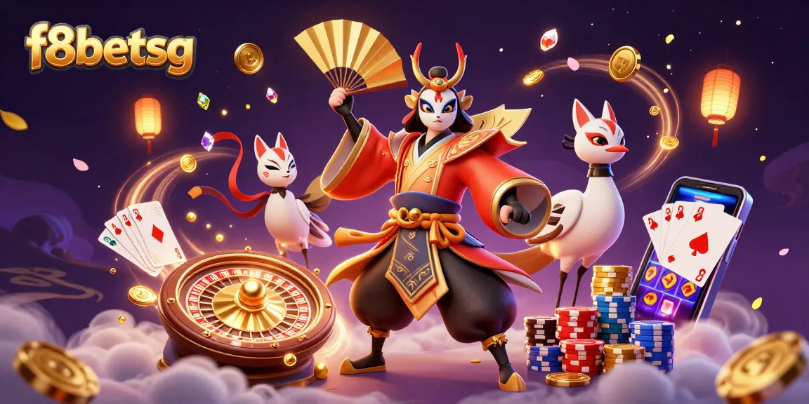 Experience thrilling gaming at f8betsg with dazzling 3D illustrations of kabuki warriors and casino action.