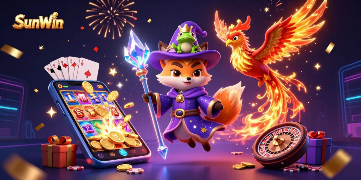 SunWin casino offers immersive gaming experiences with a wizard fox, phoenix, and engaging game elements.