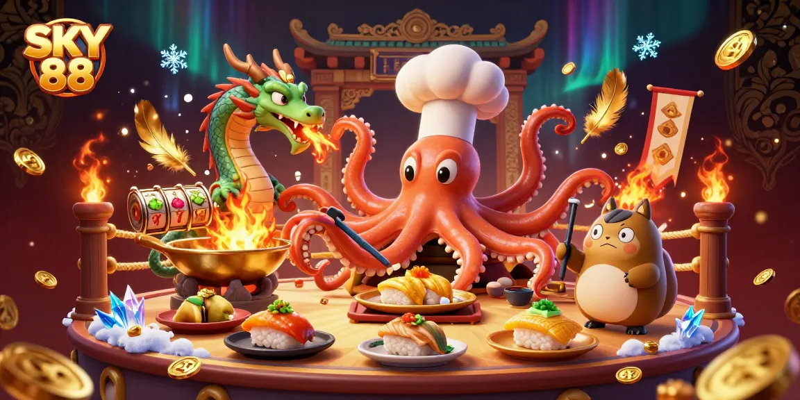 Join the excitement at SKY 88 with engaging 3D characters and vibrant casino elements.
