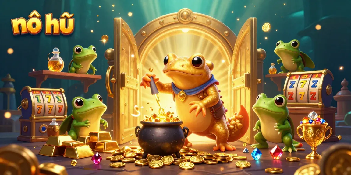Experience the thrill of nổ hũ as golden alchemists transform wealth in this vibrant 3D illustration.