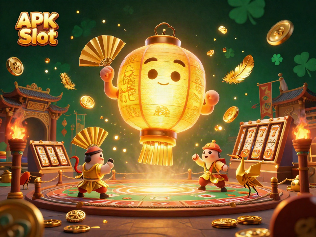 Engage in thrilling gameplay with APK Slot, showcasing vibrant characters amidst a dynamic casino atmosphere.