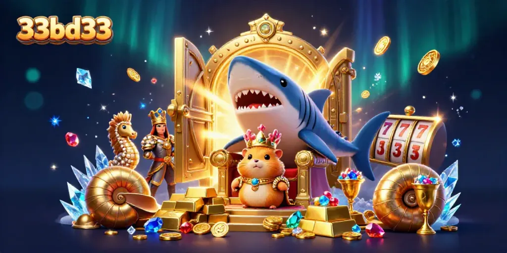 Spin to win at 33bd33 as the golden hamster king rules over treasures!