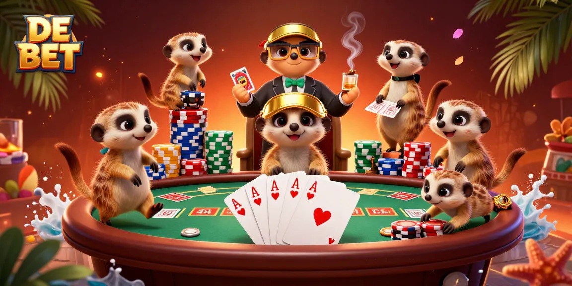Experience thrilling gaming at DE BET's vibrant casino with dynamic meerkat characters.