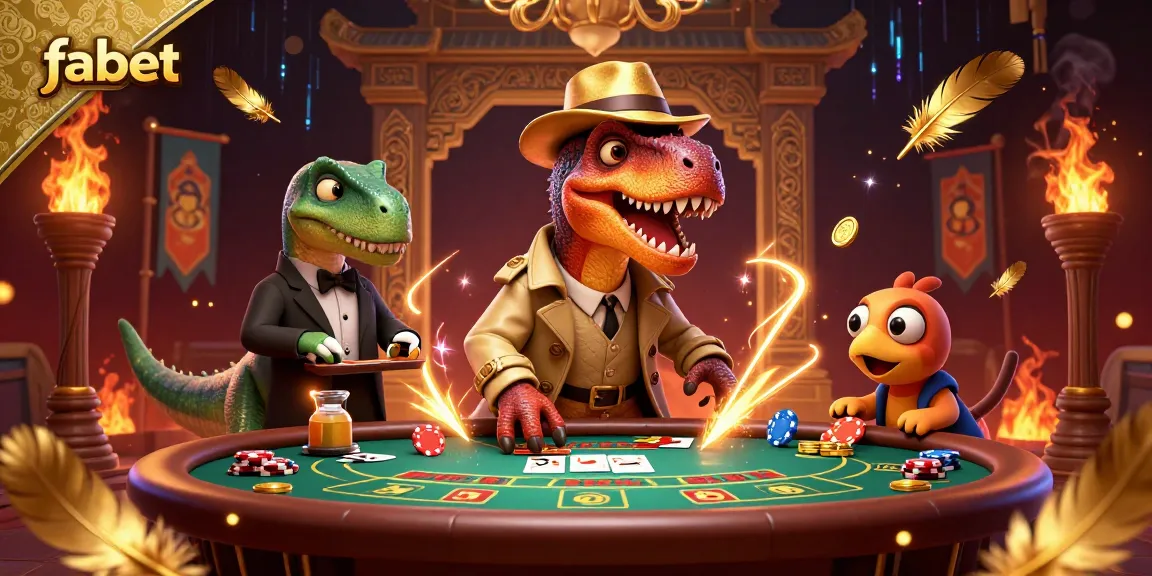 Experience fabet's thrilling blackjack scene with cartoon dinosaur characters in an action-packed setting.