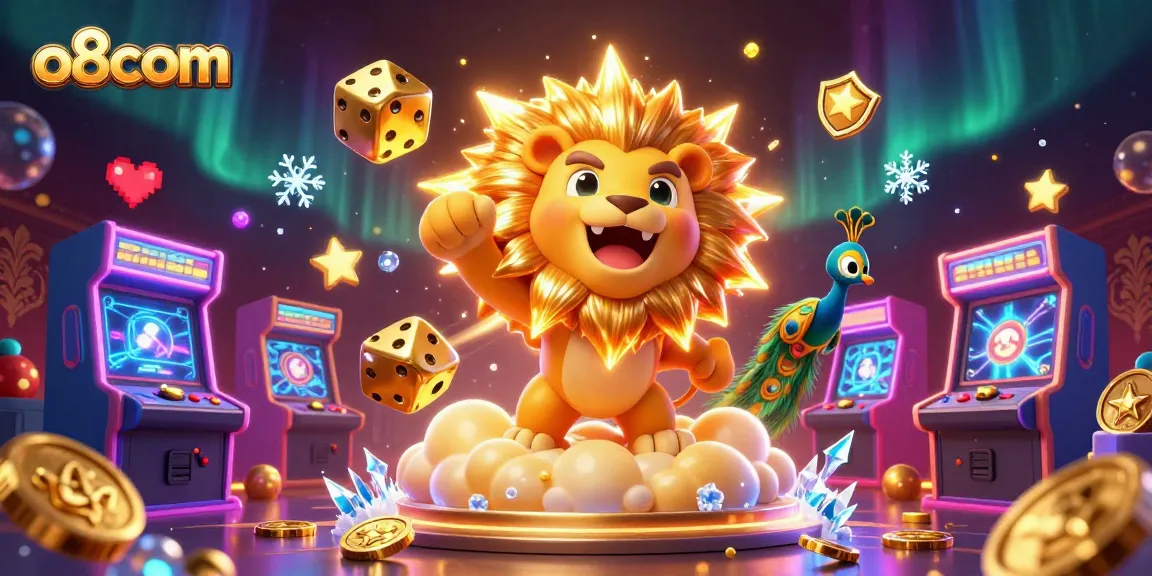 Experience thrilling gameplay at o8com with a vibrant casino-themed illustration showcasing games and excitement