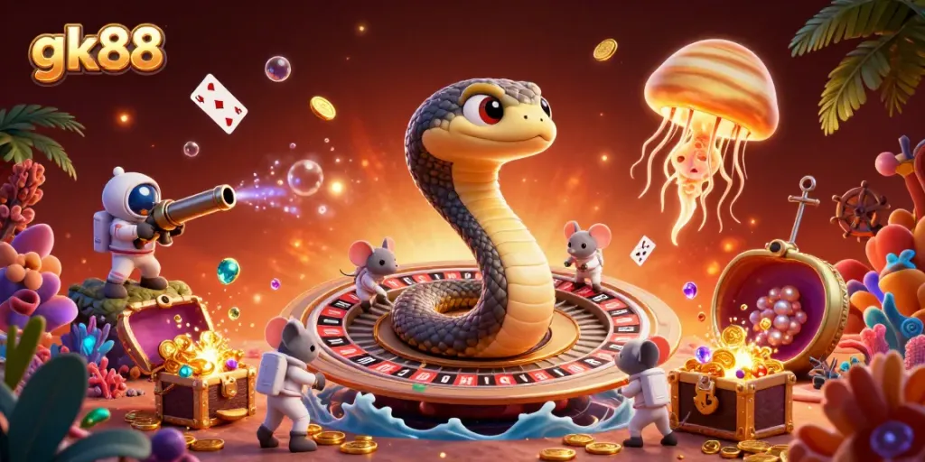 Experience the thrilling bets at gk88 with cosmic characters and dazzling casino elements.