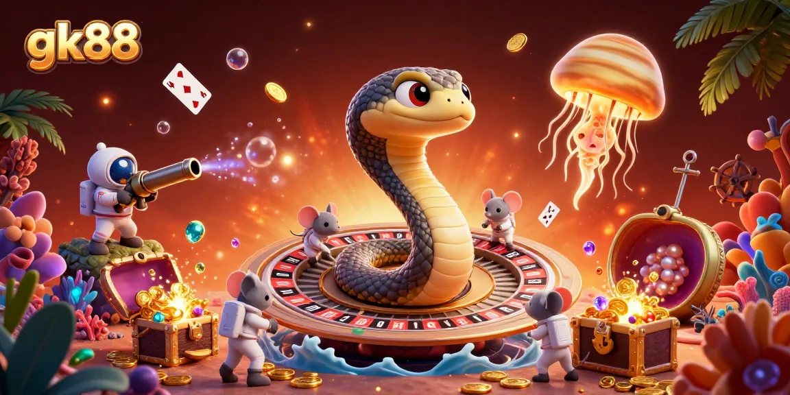 Experience the thrilling bets at gk88 with cosmic characters and dazzling casino elements.