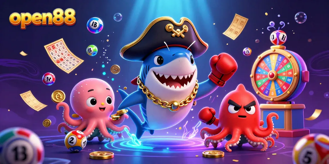 Experience interactive gaming at open88 with a vibrant underwater scene filled with animated characters and gambling elements.